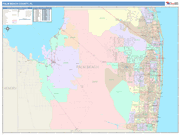 Palm Beach County Wall Map Color Cast Style